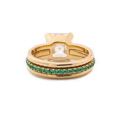 18K Yellow Gold 3.75CT (IGI) Asscher Cut Lab Diamond Double Band Ring with Gem Insert Space (US7) - MMR
