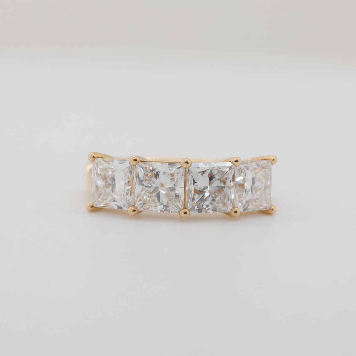 18K Yellow Gold 4 ctw Princess Cut Lab Diamond 4-Stone Ring - MMR
