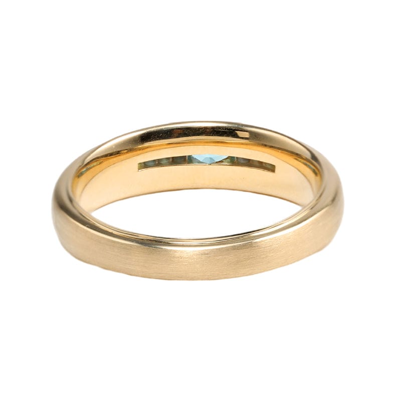 14K Yellow Gold Fancy Green Sapphire (Corundum) Brushed Ring
