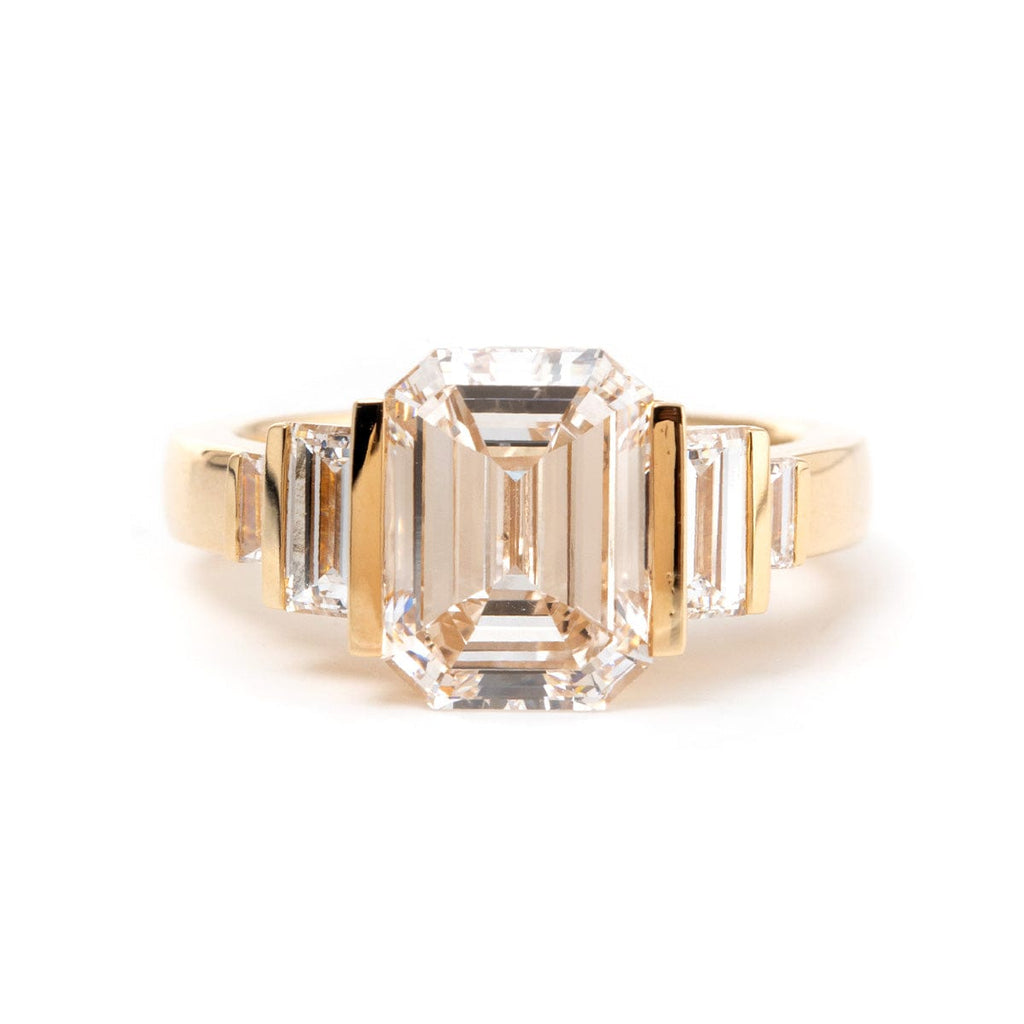 5 Stone Emerald Cut Diamond Platinum Ring – MMR