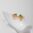 18K Yellow Gold Emerald Graphic Stud Earrings