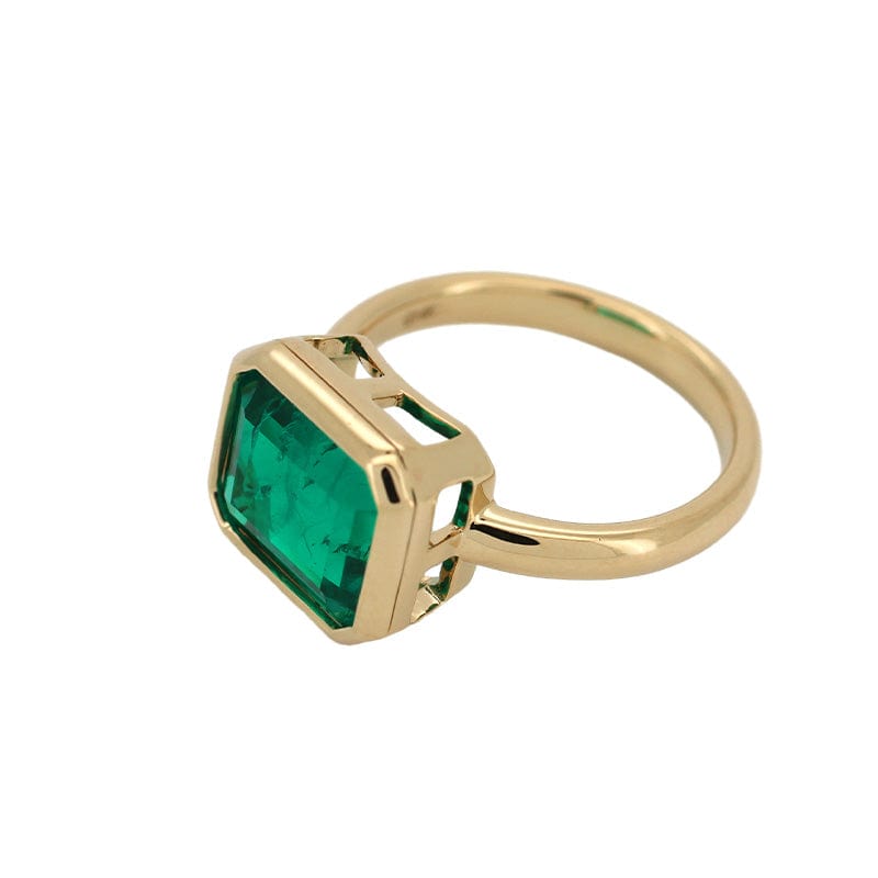 18k Yellow Gold Emerald Solitaire Engagement Ring(Ring Setting Only)