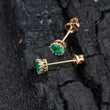 18k Yellow Gold Emerald Stud Earrings