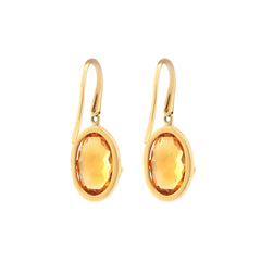 18K Yellow Gold Natural Citrine Dangle Earrings - MMR