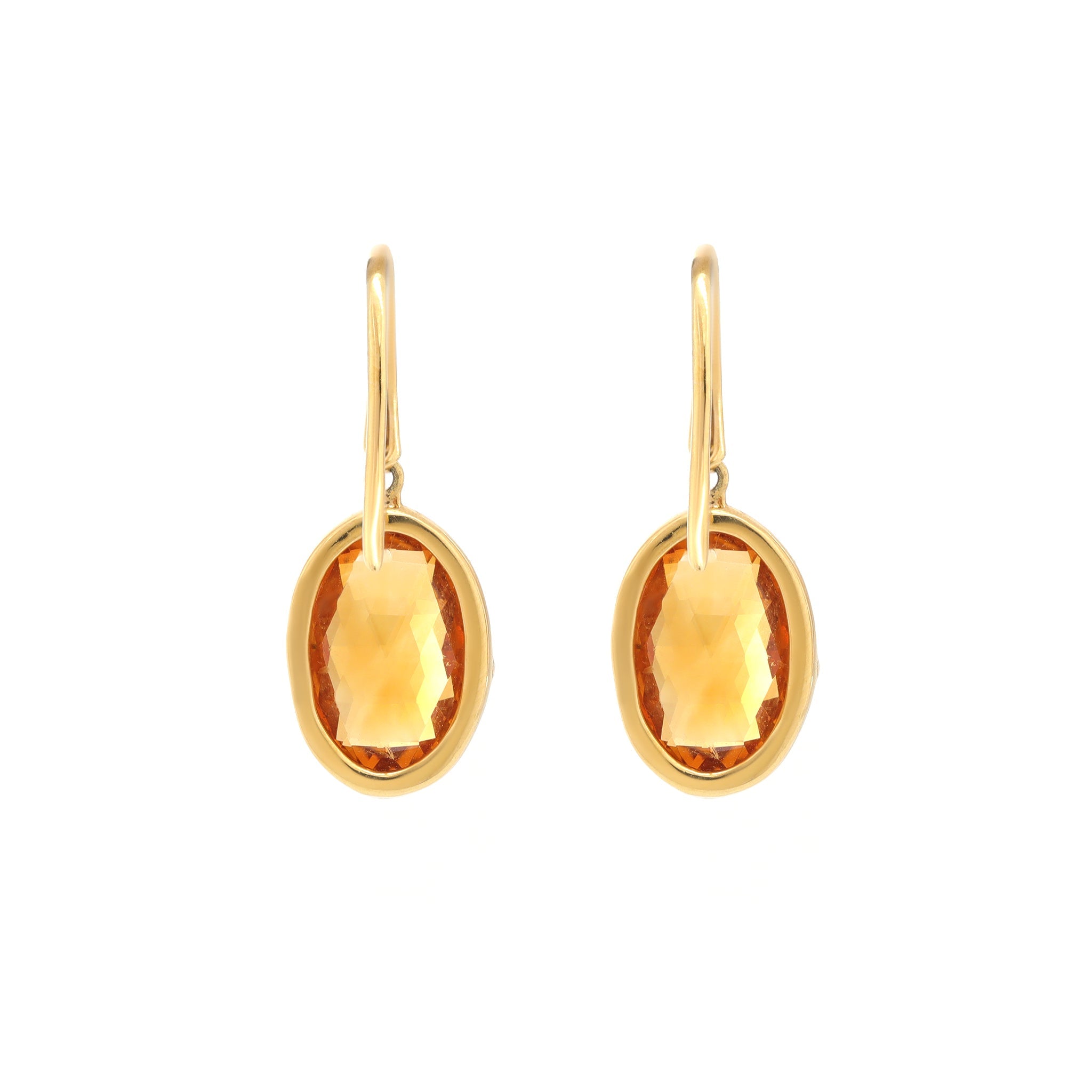 18K Yellow Gold Natural Citrine Dangle Earrings - MMR