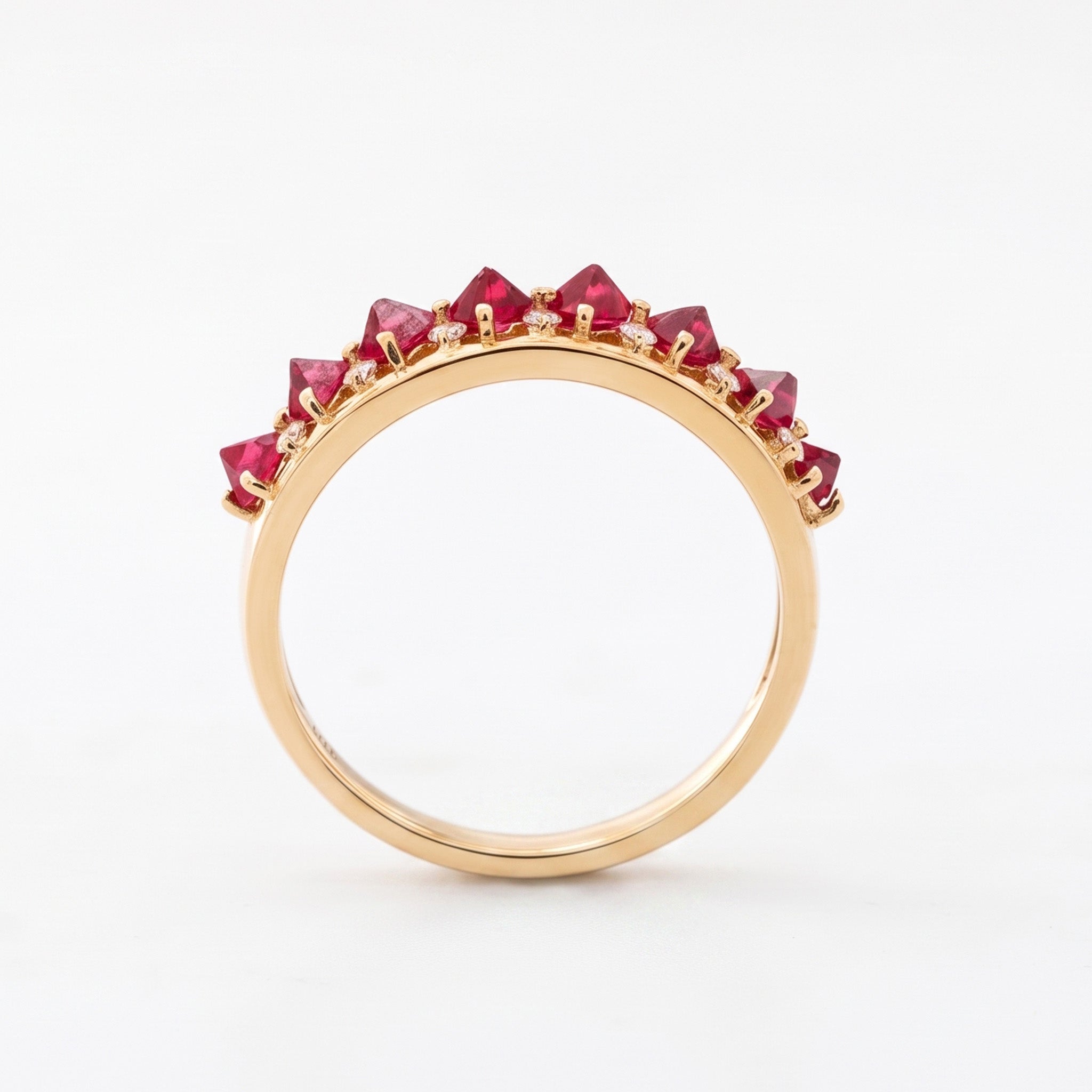 18K Yellow Gold Natural Point Cut Spinel and Natural Round Lab Diamond Ring - MMR