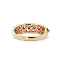 18K Yellow Gold Natural Point Cut Spinel and Natural Round Lab Diamond Ring - MMR