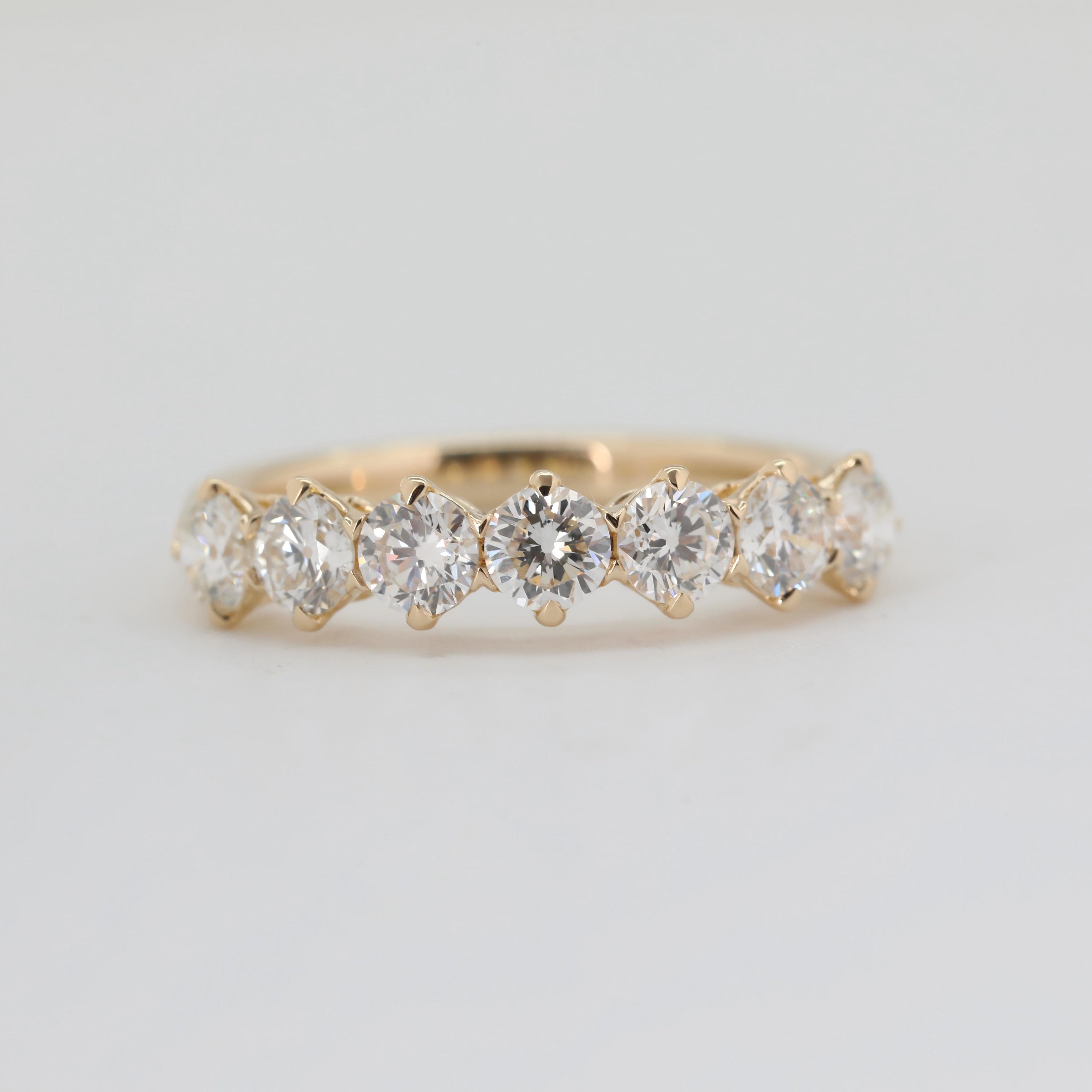 18K Yellow Gold Old European Cut Lab Diamond 7-Stone Ring - MMR