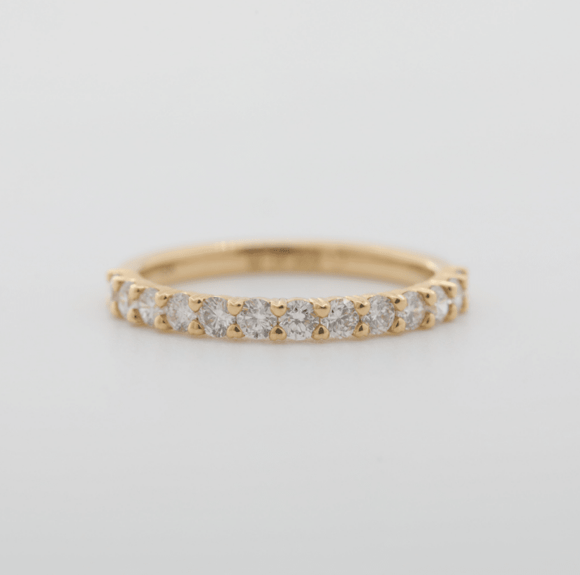 18K Yellow Gold Old European Cut Lab Diamond Half Eternity Ring - MMR