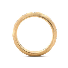 18K Yellow Gold Old European Cut Lab Diamond Matte Brushed Ring - MMR
