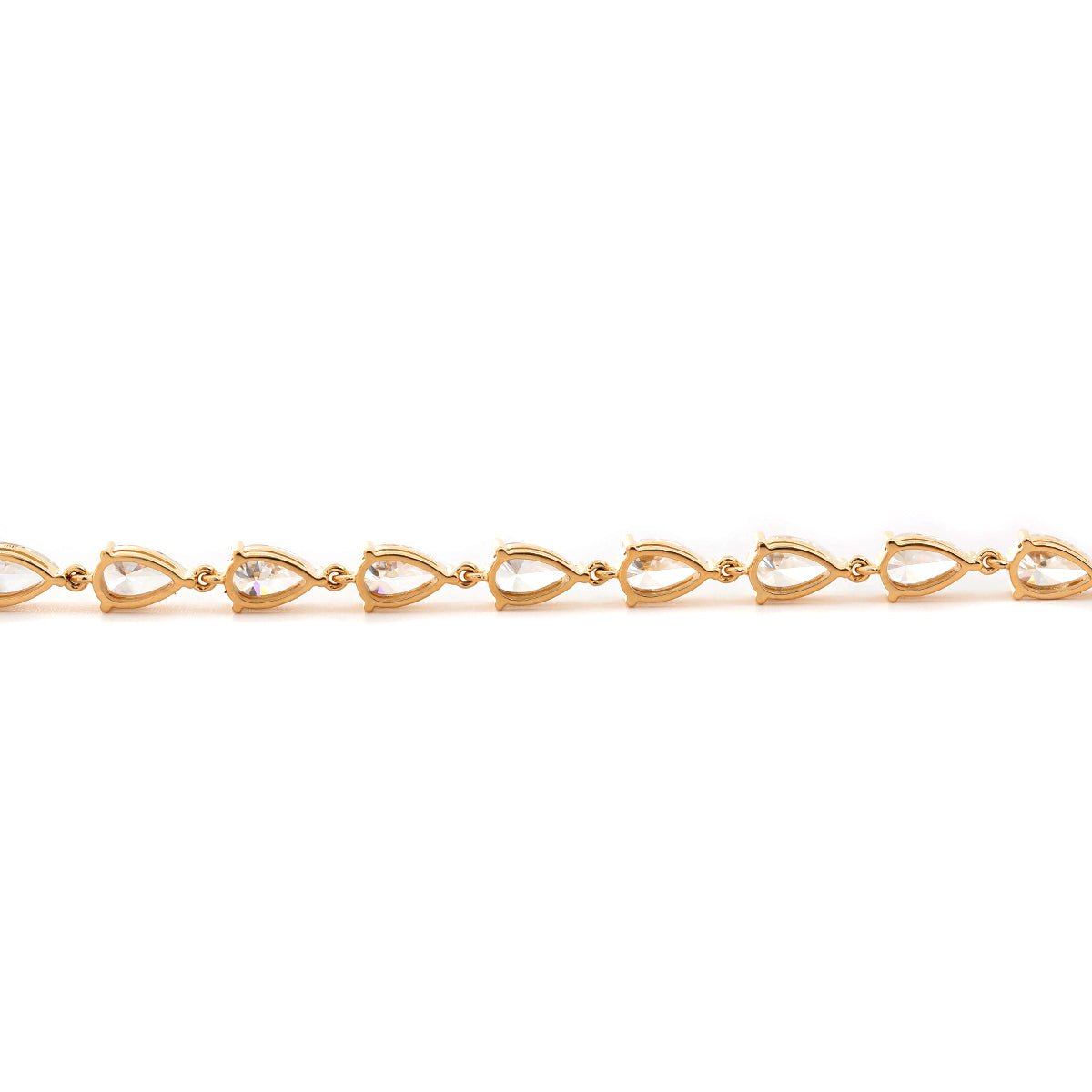 18K Yellow Gold Pear Lab Diamond 9 Stone Chain Bracelet - MMR