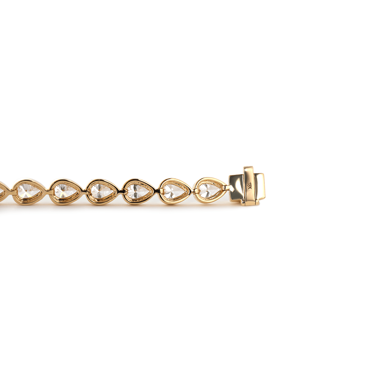 18K Yellow Gold Pear Shape Lab Diamond Bezel Tennis Bracelet - MMR