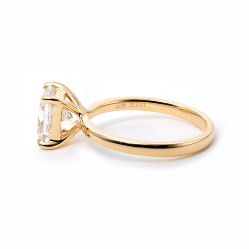 18K Yellow Gold Princess Cut Lab Diamond Solitaire Ring (Ring Setting Only)