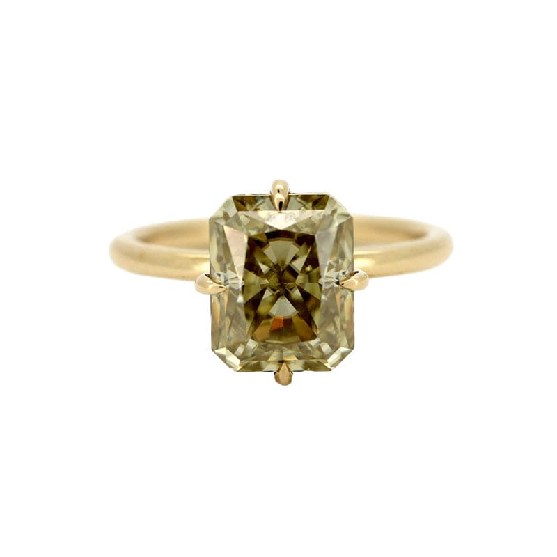 18K Yellow Gold Radiant Moissanite Solitaire Ring(Ring Setting Only)