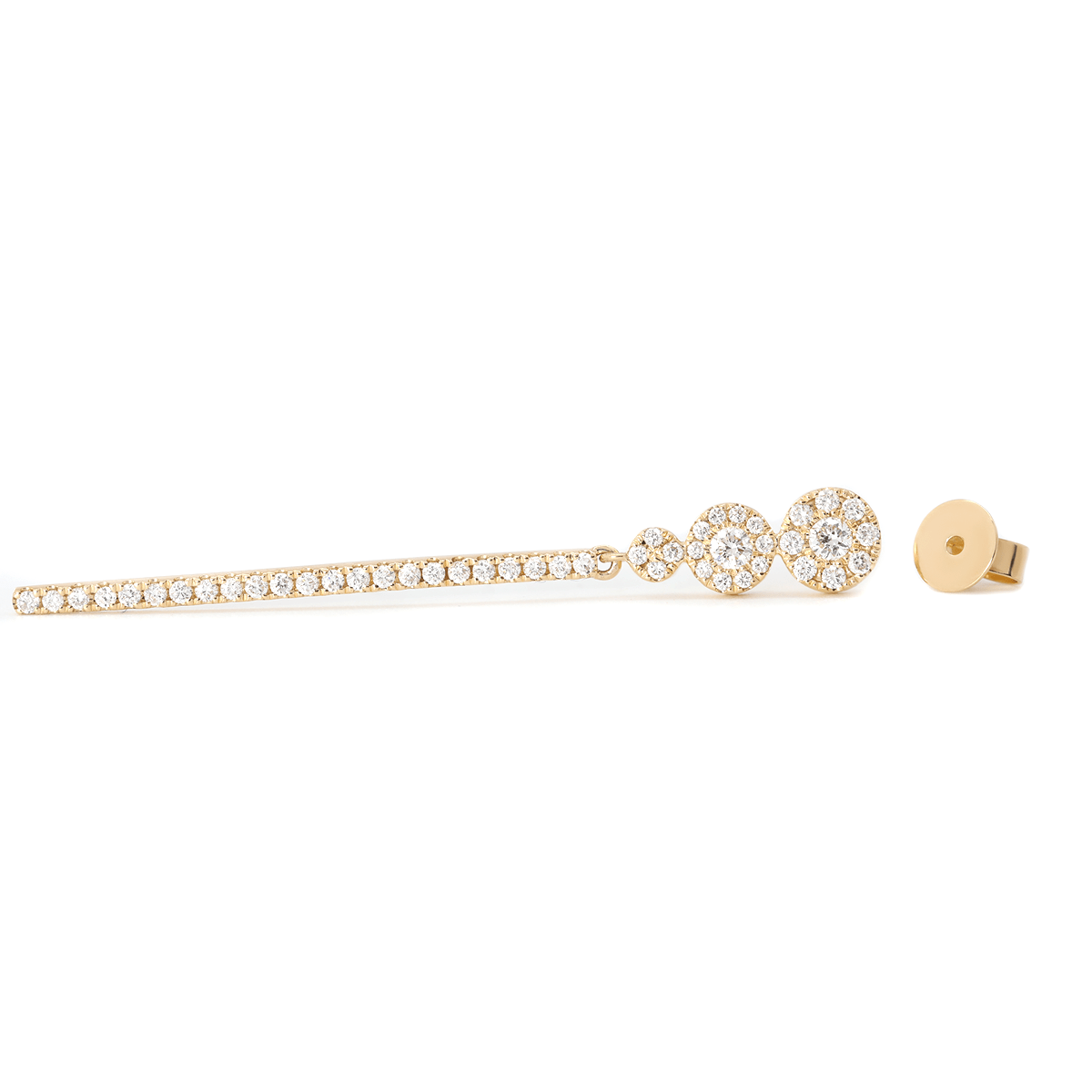 18K Yellow Gold Round Cut Diamond Pave Drop Earrings - MMR