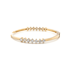18K Yellow Gold Round Cut Lab Diamond Open Bangle Bracelet - MMR