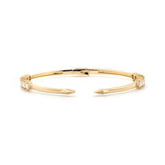 18K Yellow Gold Round Cut Lab Diamond Open Bangle Bracelet - MMR