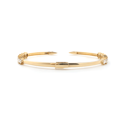 18K Yellow Gold Round Cut Lab Diamond Open Bangle Bracelet - MMR