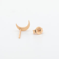 18K Yellow Gold Round Natural Diamond Moon Design Stud - MMR