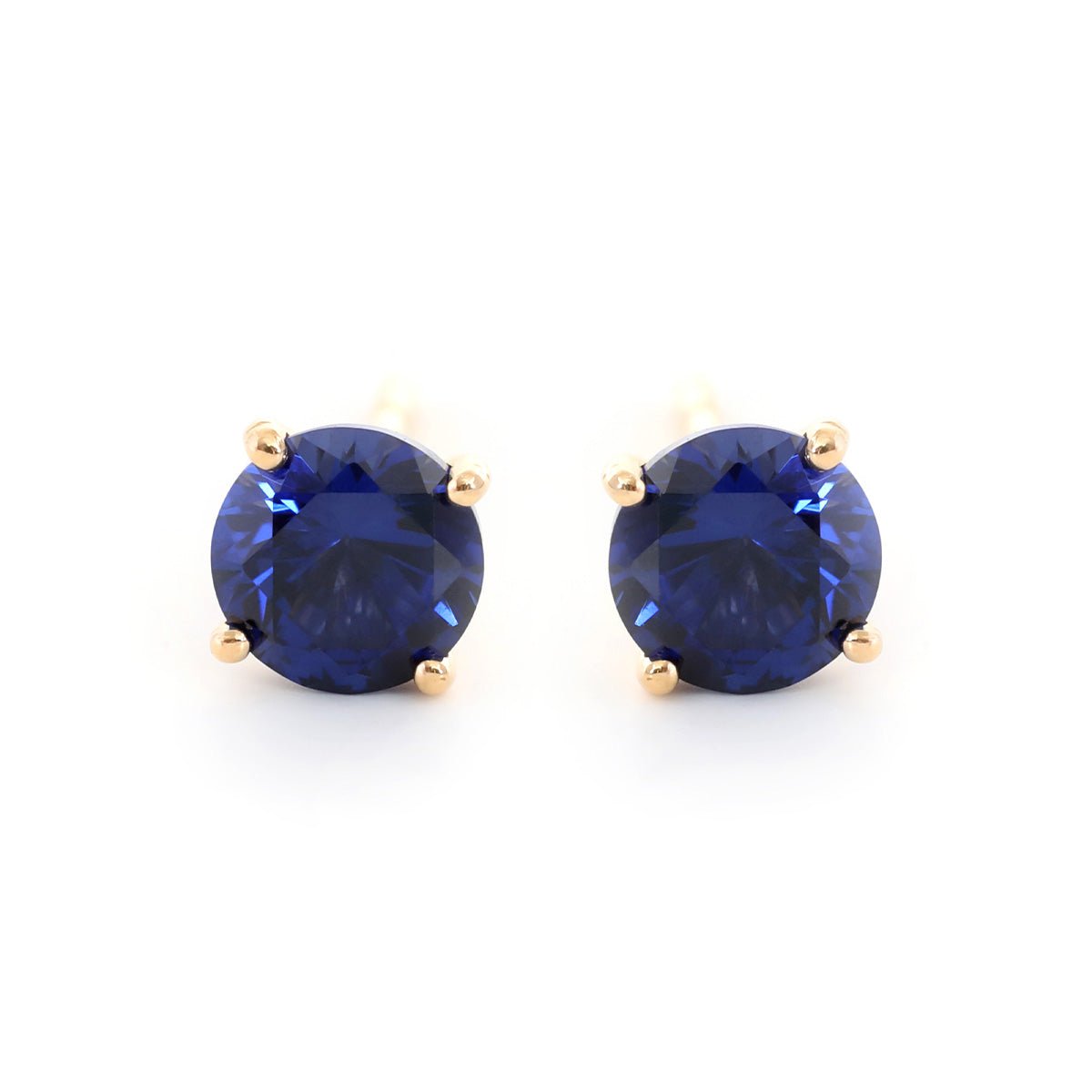 18K Yellow Gold Round Sapphire Stud Earrings - MMR