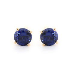 18K Yellow Gold Round Sapphire Stud Earrings - MMR