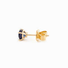 18K Yellow Gold Round Sapphire Stud Earrings - MMR