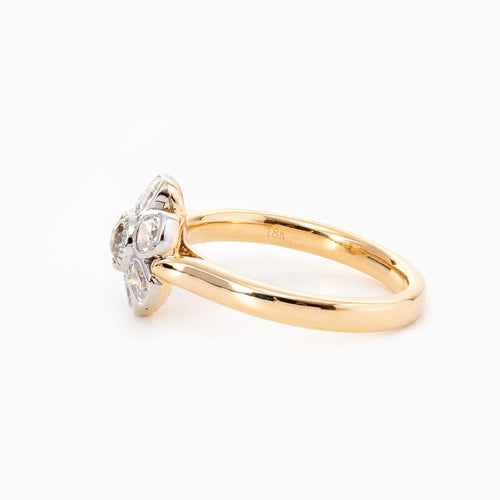 18K Yellow & White Gold Old European Cut and Old Mine Cut Moissanite Millegrain & Bezel Setting Statement Ring (Excluding Side-stones, Ring Setting Only)