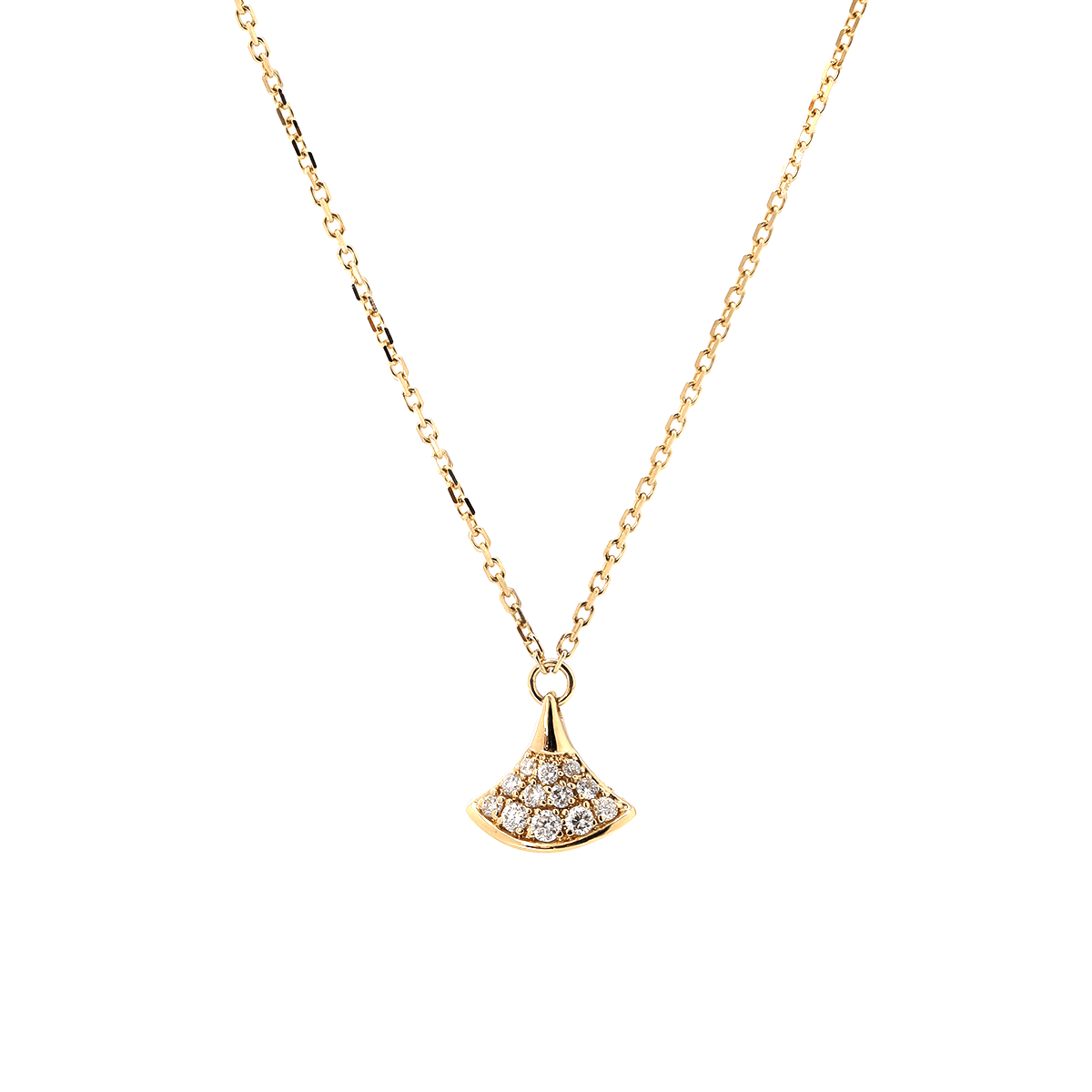 18K Yollow Gold Round Lab Diamond Skirt Pendant Necklace - MMR