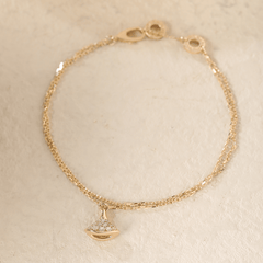 18K Yollow Gold Round Lab Diamond Skirt Pendant Necklace - MMR