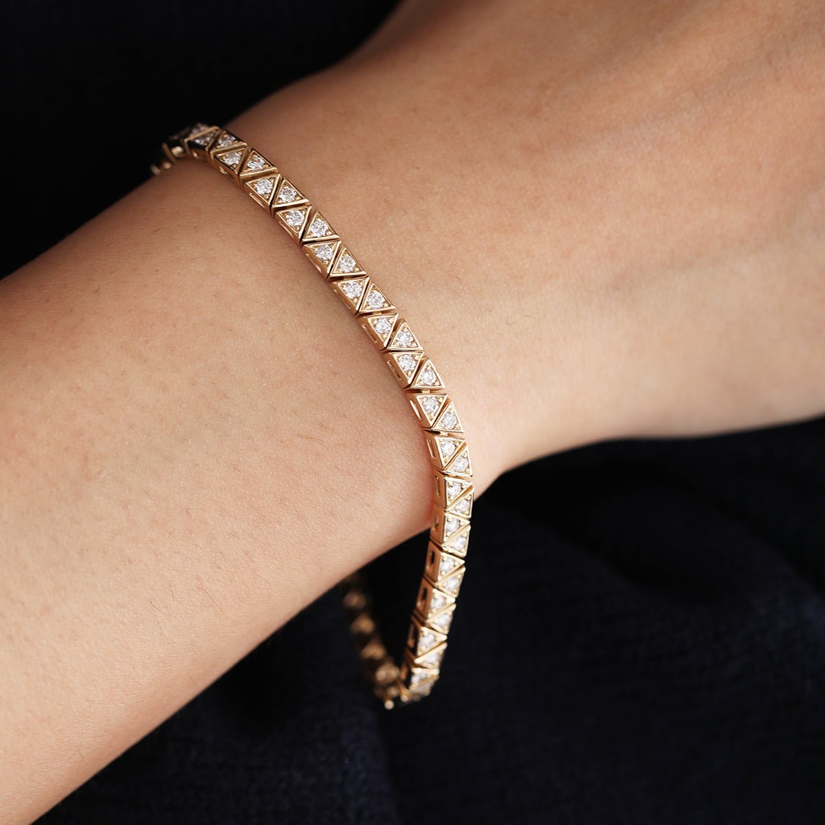 1.8mm Round Lab Diamond Three - Prong Triangle - Set Tennis Bracelet - MMR