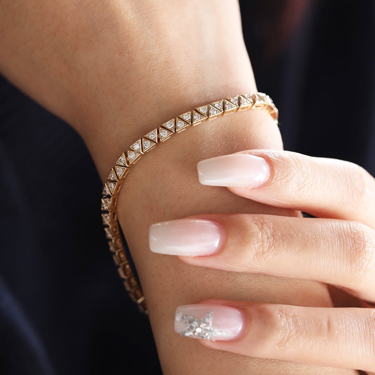 1.8mm Round Lab Diamond Three - Prong Triangle - Set Tennis Bracelet - MMR