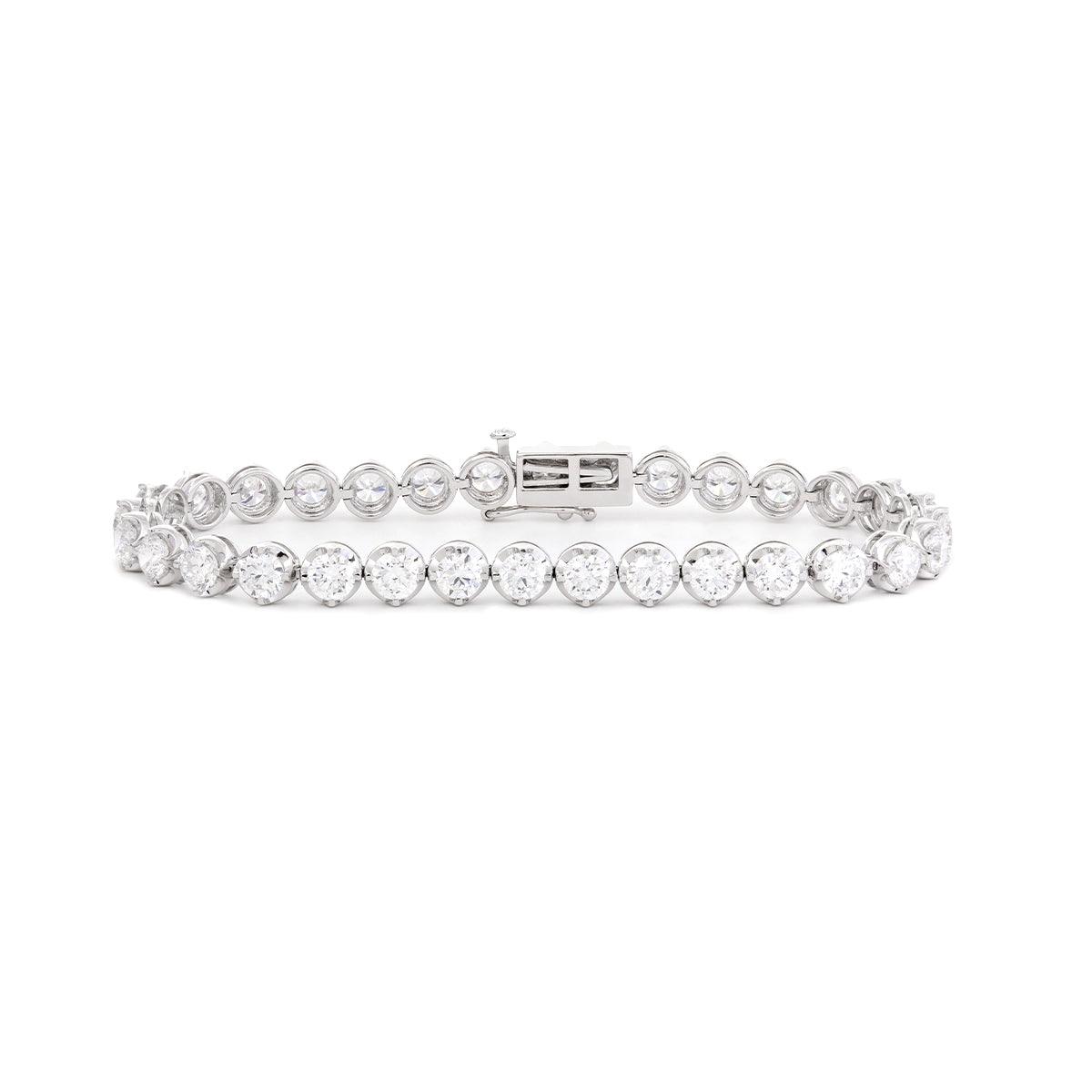 14K White Gold Round Lab Diamond Crown Setting Lab Diamond Tennis Bracelet