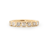 14K Yellow Gold Asscher Cut Lab Diamond 7 Stone Bezel Half Eternity Ring
