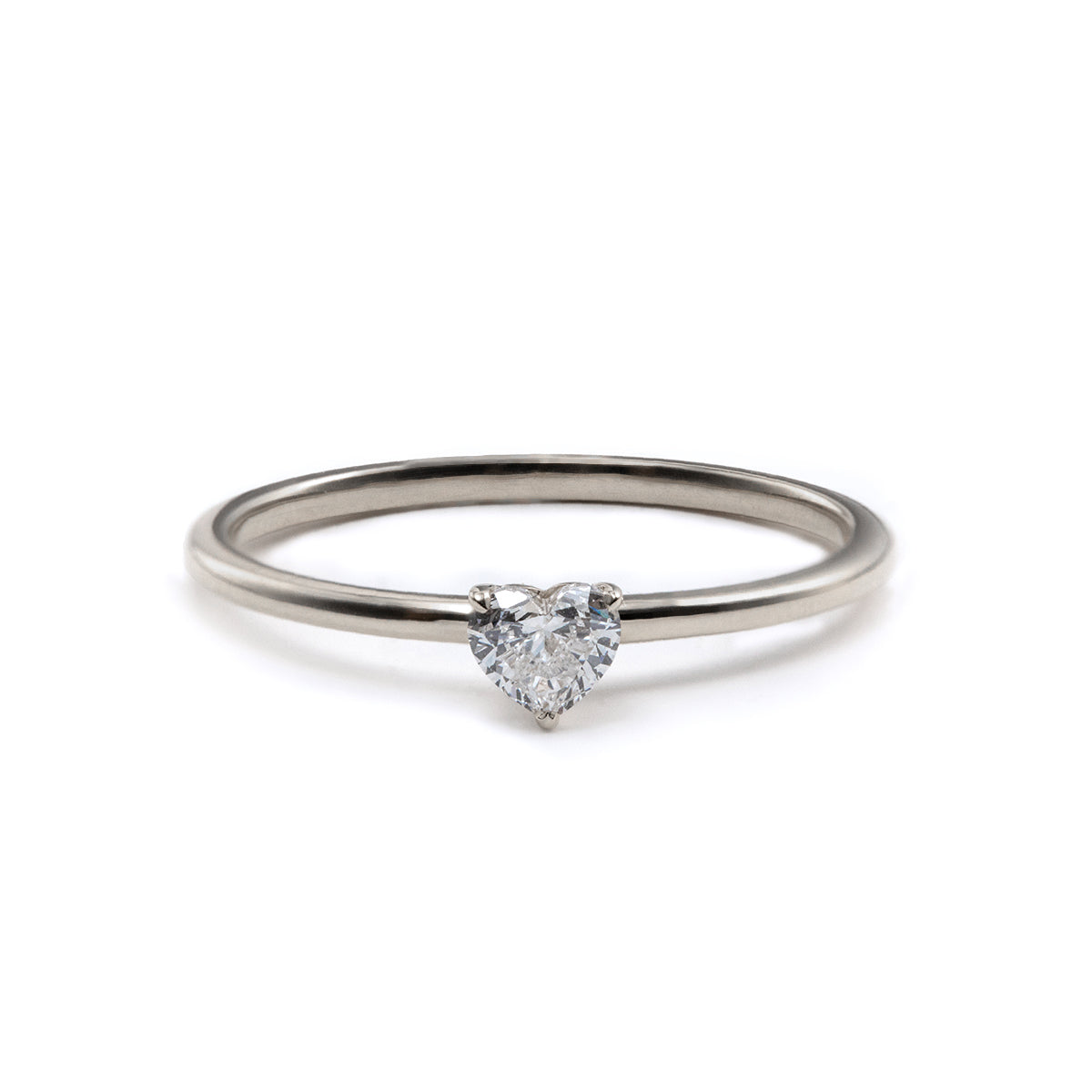 Cherished Moments 14K Yellow Gold Heart Cut Lab Diamond 3 Prong Basket Setting Slim Band Solitaire Ring 14K White Gold 0.25ct heart cut DEF VS
