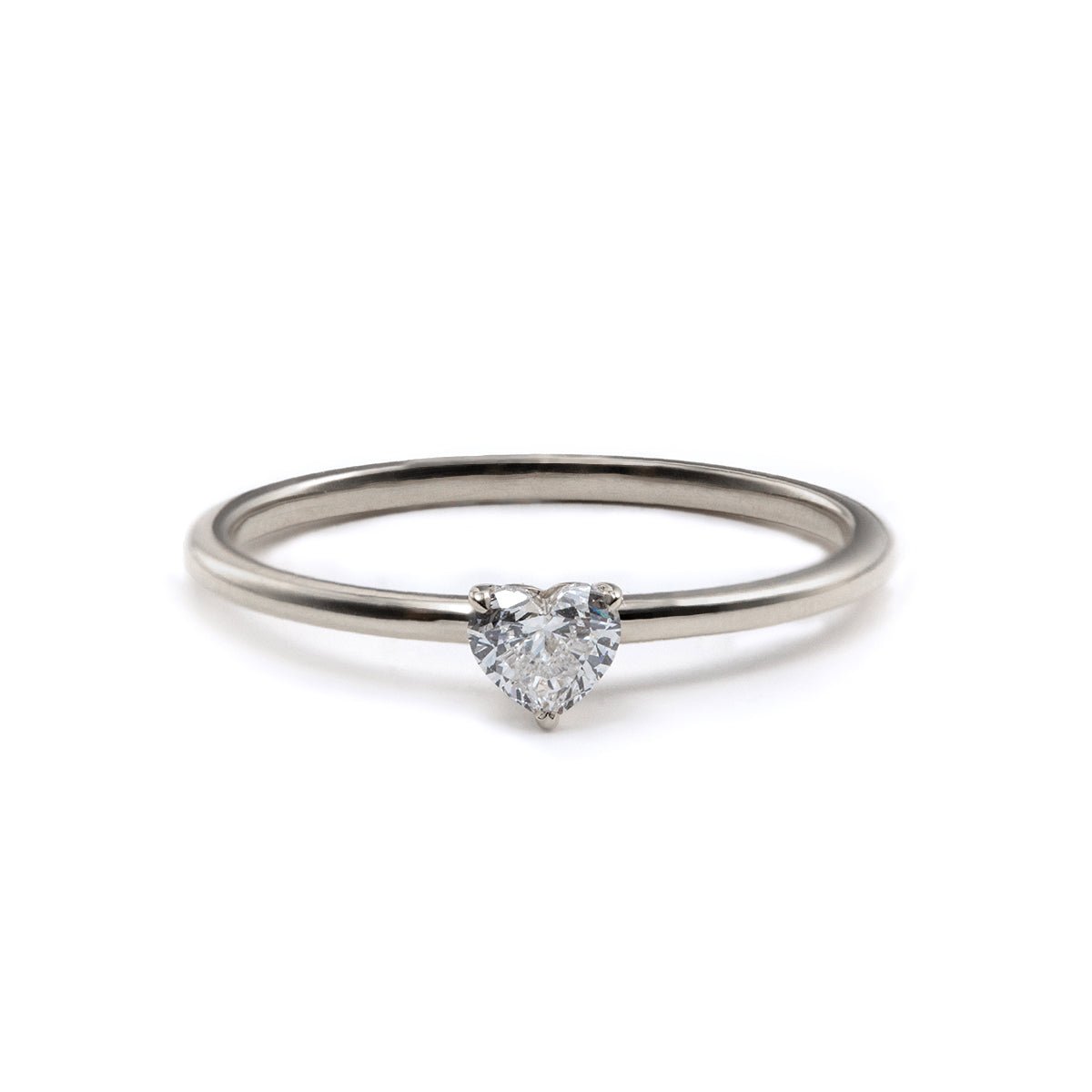 Mathing Rings Snap Heart Heart Shaped Lab Diamond 3 Prong Basket Setting Slim Band Solitaire ...