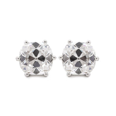 Old Mine Cut Lab Diamond 6 Round Prongs Basket Stud Earrings
