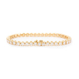 18K Yellow Gold Round Brilliant Cut Lab Diamond 4 Prong Basket Tennis Bracelet