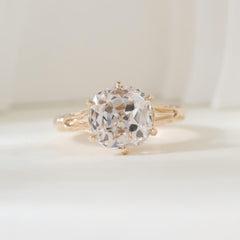10K Yellow Gold 3.47ct Old Mine Cut Lab Diamond Solitairte Ring