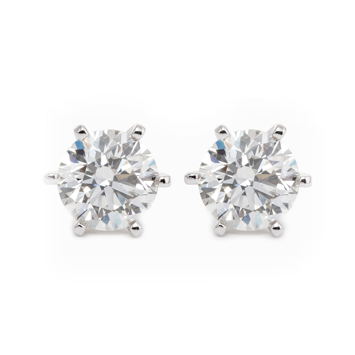 Cherished Moments 14K Gold 2 ct tw Round Cut Lab Diamond 6 Prongs Floral Setting Stud Earrings (FG Color, VS Clarity)