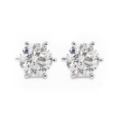 Cherished Moments 14K Gold 2 ct tw Round Cut Lab Diamond 6 Prongs Floral Setting Stud Earrings (FG Color, VS Clarity)
