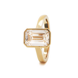 14K Yellow Gold 3ct Emerald Cut Lab Diamond Bezel Solitaire Ring