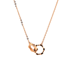 14K Rose Gold Toi et Moi Wheel Gear Pendant Necklace with Round Lab Dimaond