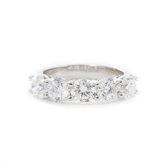 14K White Gold 5-Stone Round Diamond Cocktail Ring with Smooth Ring Cut Design