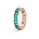 14K Rose Gold 3*1.5mm Baguette Cut Zambian Lab Emerald Eternity Ring