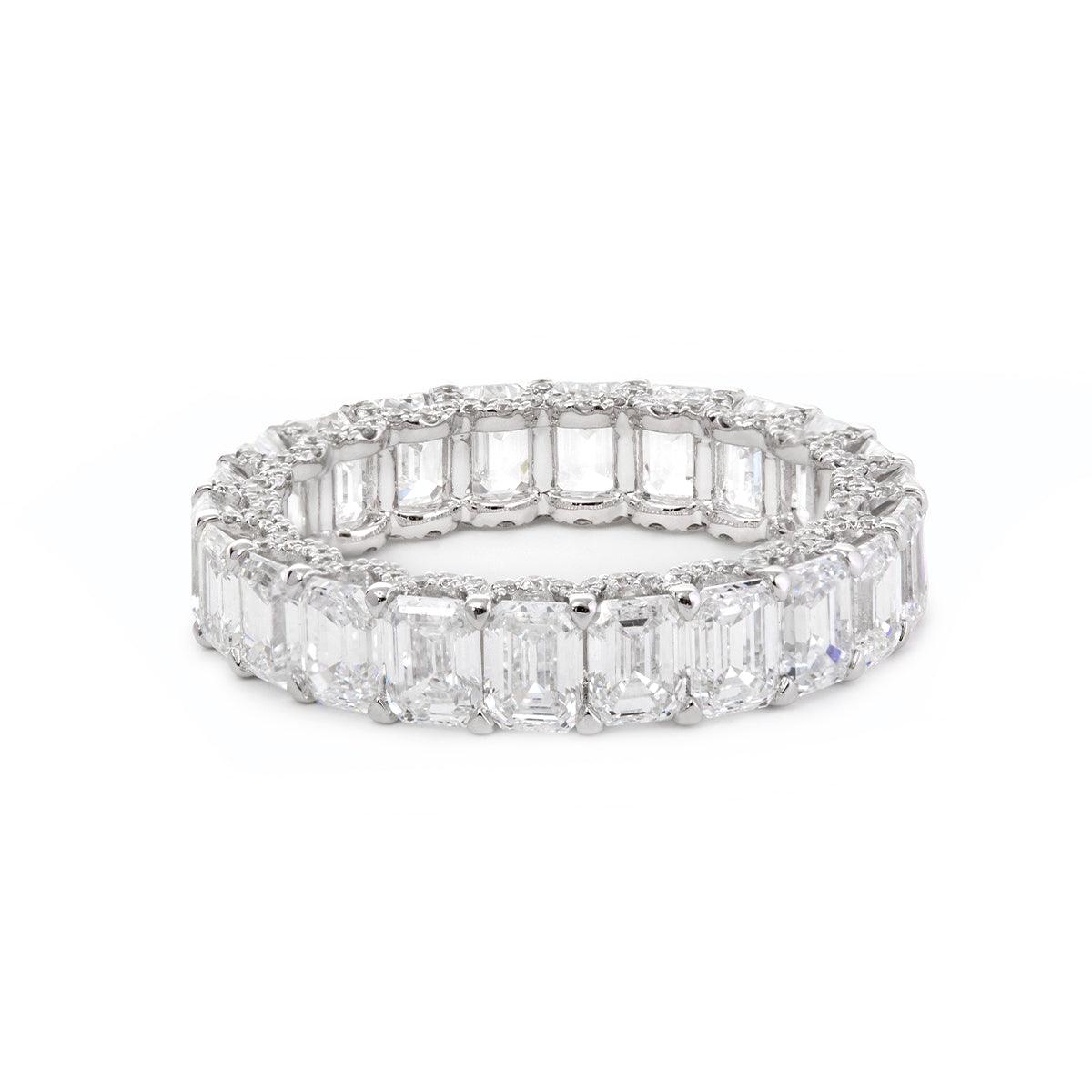 18K White Gold Emerald Cut & Round Cut Lab Diamond Eternity Ring