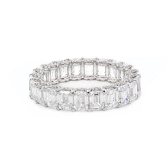18K White Gold Emerald Cut & Round Cut Lab Diamond Eternity Ring