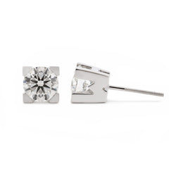 Round Lab Diamond W & H Shaped Setting Stud Errings