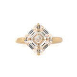 14K Yellow Gold 6ct Antique Asscher Cut Lab Diamond 4 Claw Prong Basket Solitaire Ring