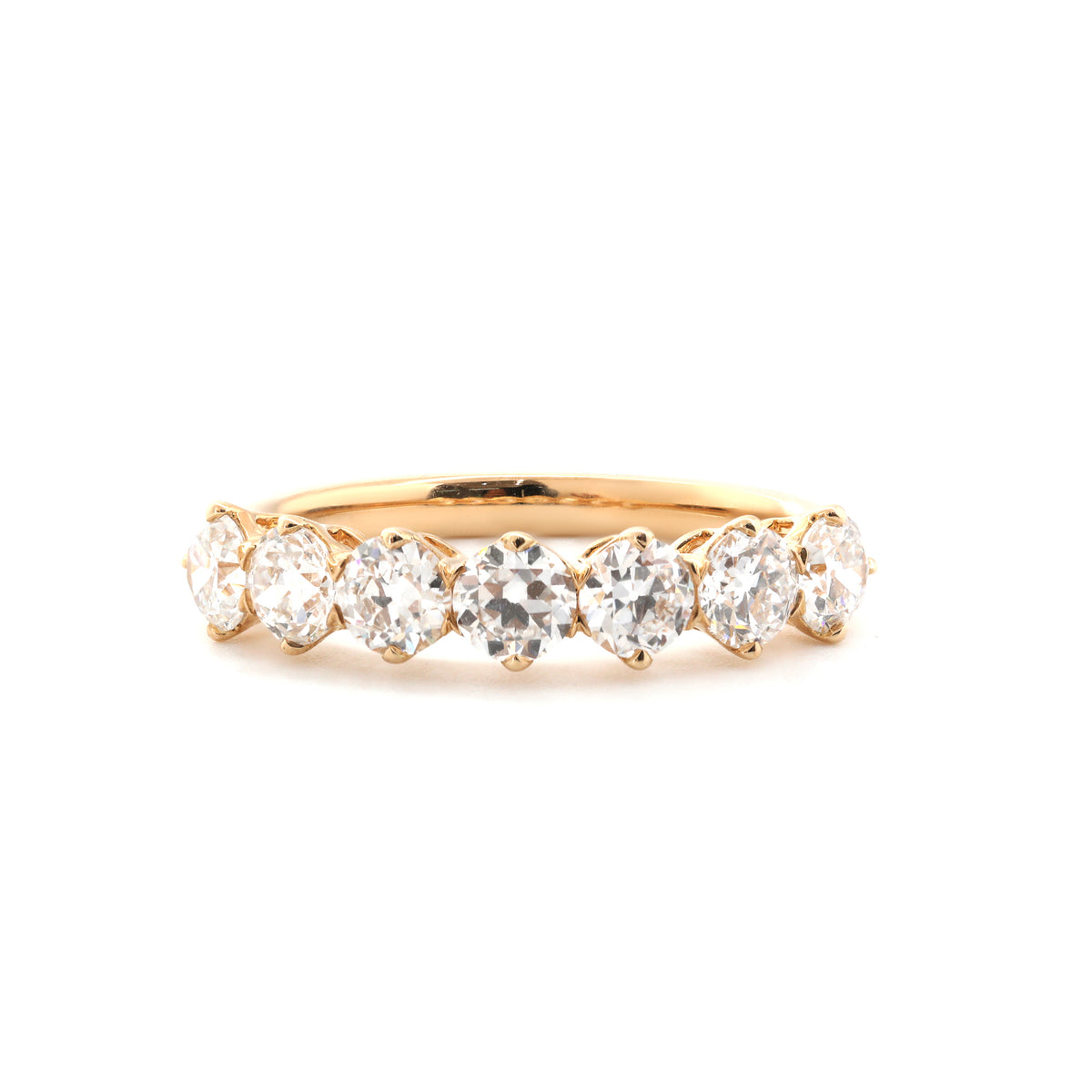 10K Yellow Gold Old European Cut Lab Diamond 7 Stone Ring