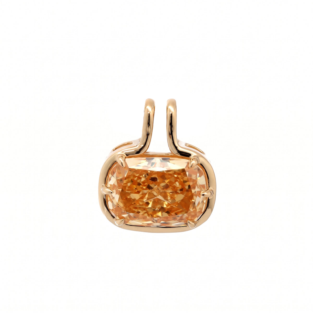 14K Yellow Gold 3.03CT Yellow Cushion Diamond Bezel Set Pendant